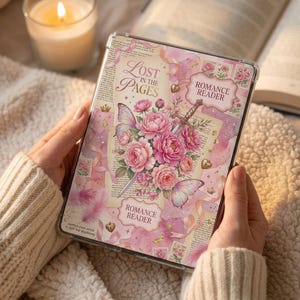 Inserto Kindle Pink Romantasy / Stampabile Kindle a tema romantico / Custodia trasparente per Kindle / Decorazione estetica per e-reader / Kindle Basic Paperwhite Colorsoft