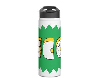 Botella de agua de acero inoxidable con logo de cómic Green Burst, botella isotérmica