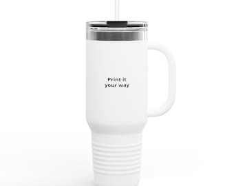 Taza térmica de viaje con texto personalizado de 1,2 litros / Vaso para bebidas personalizado