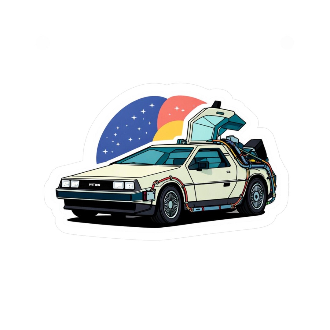 Time Machine Sticker Labels Delorean Time Machine Sticker Vinyl Kiss-cut Stickers | Retro Car ...