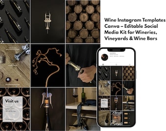 Wine Instagram Templates Canva – Editable Social Media Kit for Wineries, Vineyards & Wine Bars