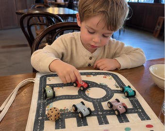 Montessori Car Racing Map Game Kids Travel Toy Toddler Portable Busy Bag Quiet Activity Airplane Restaurant Road Trip Screen Free Gift Boy