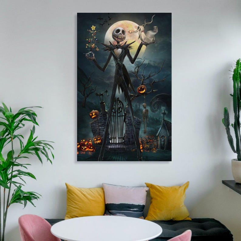 Jack Skellington Nightmare Halloween Canvas Print – Spooky Wall Art Poster image 8