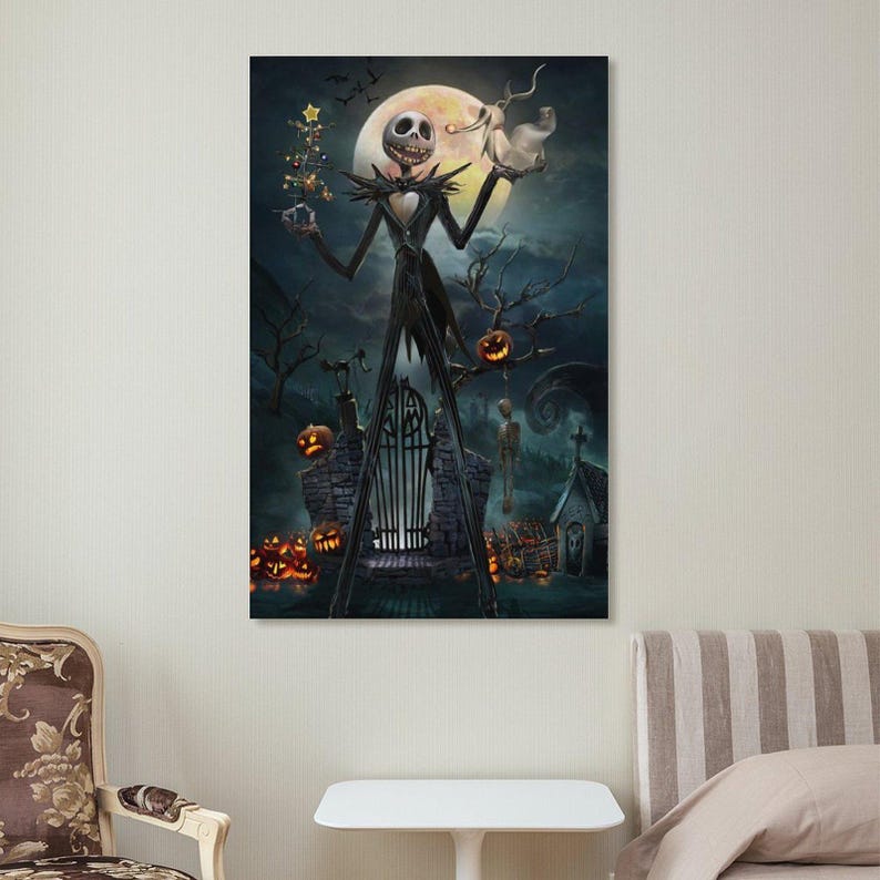 Jack Skellington Nightmare Halloween Canvas Print – Spooky Wall Art Poster image 9