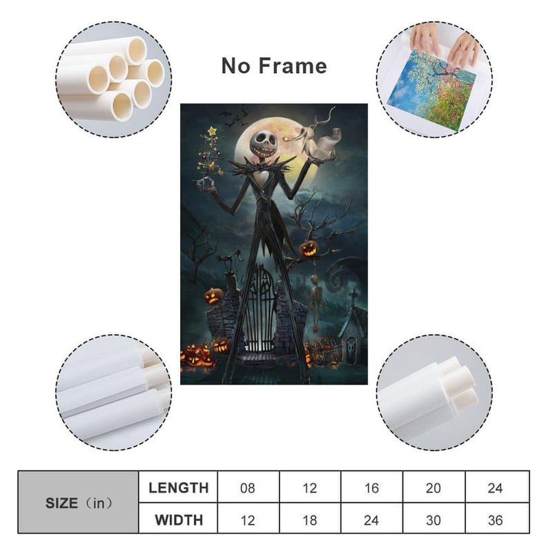 Jack Skellington Nightmare Halloween Canvas Print – Spooky Wall Art Poster image 2