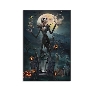 Jack Skellington Nightmare Halloween Canvas Print – Spooky Wall Art Poster image 1