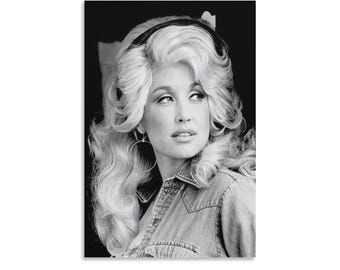 Dolly Parton Black and White Portrait Canvas Print – Vintage Singer Wall Art Poster