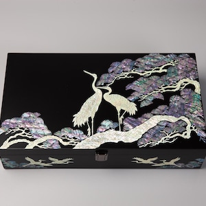 Korean Mother of Pearl Inlay Sunglasses Holder: Bird Eyeglass Organizer Display Case, Jewelry Box