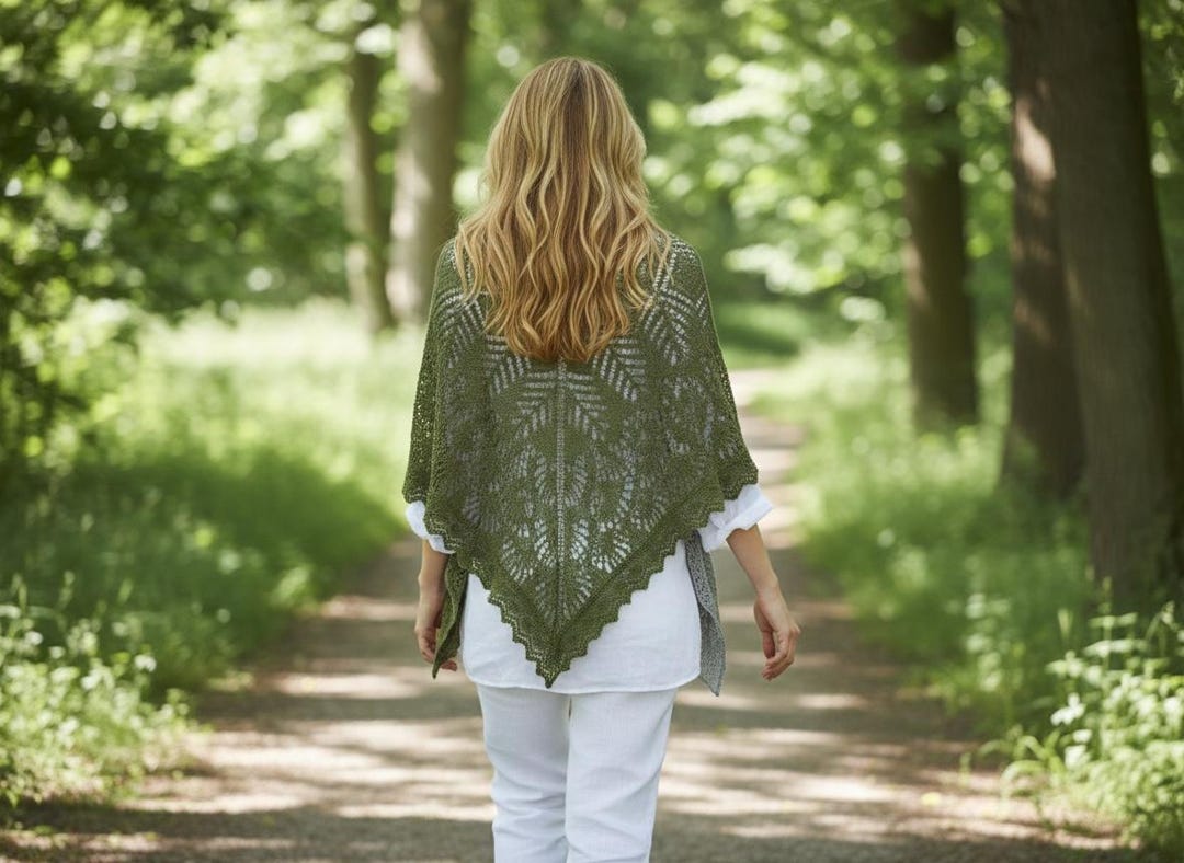 Lace Knit Shawl Pattern Triangle Shawl Elegant Wrap Lightweight PDF - Etsy