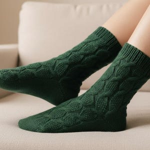 Cabled Rib Knit Socks Pattern, Intermediate DPN, Approx S M L PDF