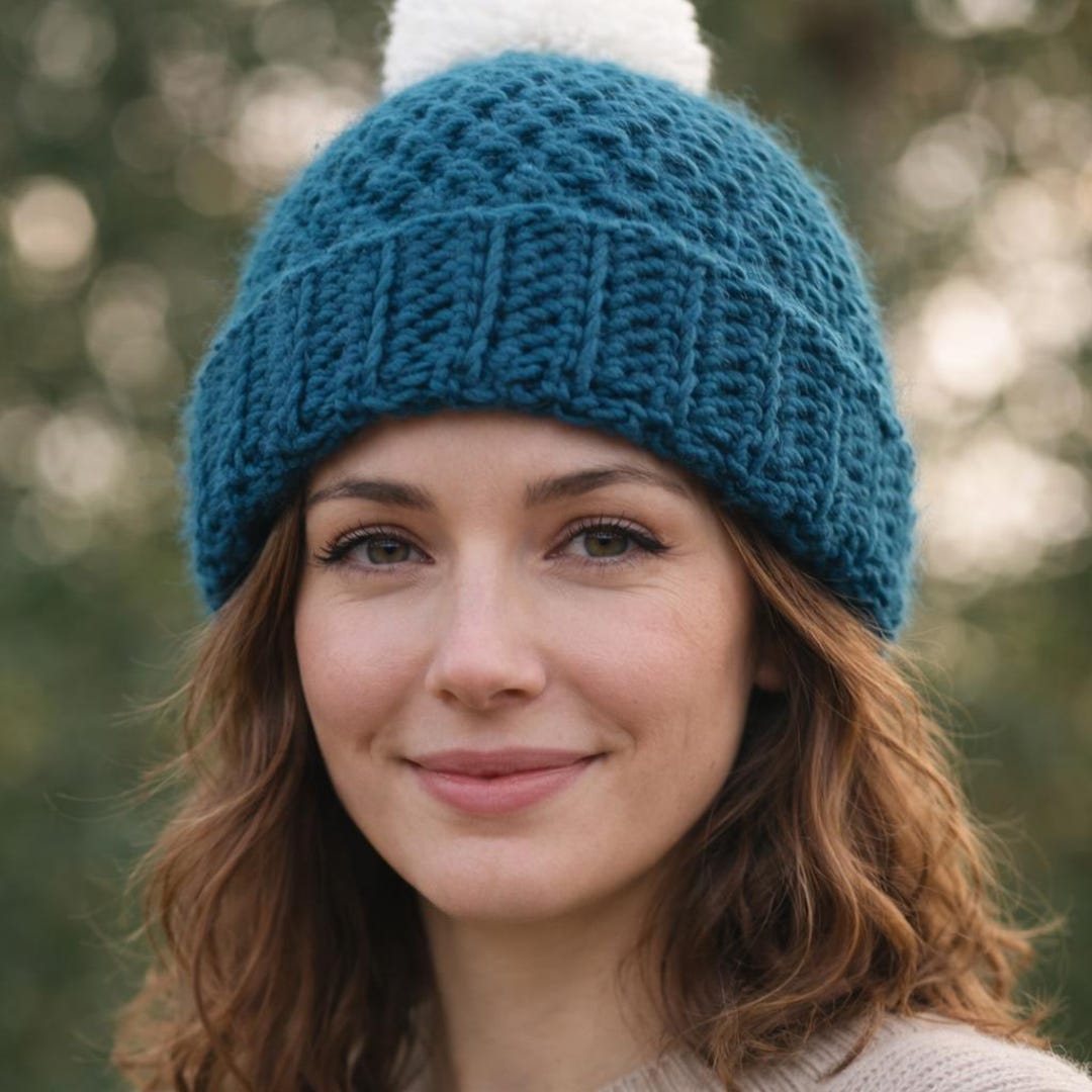Crochet Chunky Beanie Pattern PDF Ribbed Hat Pom Pom Winter Easy Fit - Etsy