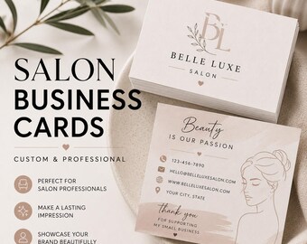 Salon Business Cards for Beauty Professionals Custom Hair Stylist Esthetician & Lash Artist Business Cards