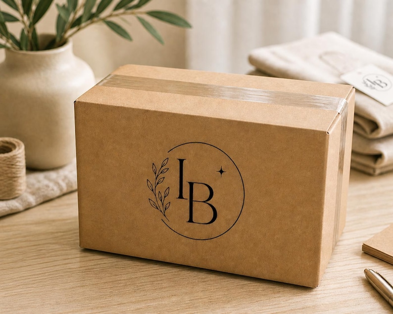 custom vinyl logo decal showing clean cut edges and high-quality business branding sticker on box