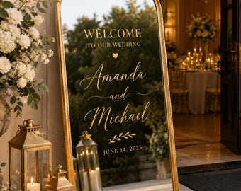 Wedding Mirror Decal Personalized Wedding Mirror Sign Wedding Welcome Mirror Decal Custom Wedding Entrance Sign Mirror Vinyl Decal