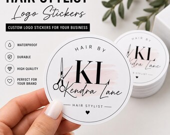 Hair Stylist Logo Stickers Custom Salon Logo Labels Waterproof Business Branding Stickers Packaging Stickers Small Business Labels