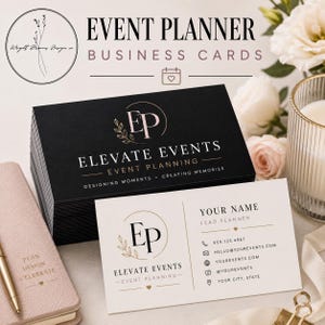 Event Planner Business Cards Wedding Party Branding Professional Design Custom Personalized Networking Tool Contact Information Double Sided