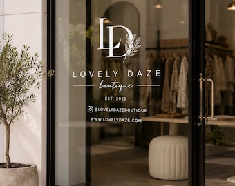 Benutzerdefinierte Storefront Aufkleber Geschäft Fenster Logo Vinyl Schaufenster Aufkleber Geschäftszeiten Aufkleber Boutique Shop Schild
