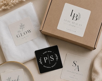 Square Branding Labels Custom Business Logo Stickers  Personalized Packaging Stickers Small Business Thank You Labels Custom Logo Decals