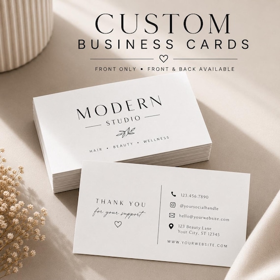 Minimalist Business Cards Beauty Business Cards Lash Artist Cards Esthetician Branding Cards Front & Back Business Cards