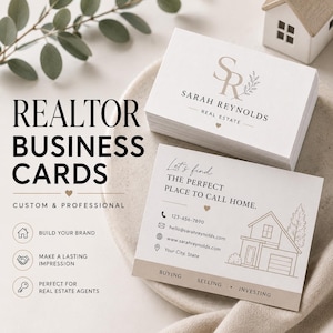 Realtor Business Card Custom Professional Design Template Real Estate Agent Marketing Material Broker Contact Information Branding