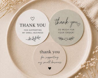 Thank You Sticker Small Business Packaging Supply Shop Owner Appreciation Label Customer Order Note Handmade Seller Branding Material