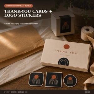 Biglietti di ringraziamento personalizzati e adesivi con logo Pacchetto di imballaggio per piccole imprese Inserti d'ordine personalizzati