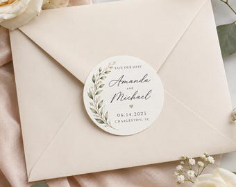 Custom Save The Date Wedding Stickers Personalized Wedding Labels Engagement Announcement Stickers Envelope Seals Wedding Favor Stickers