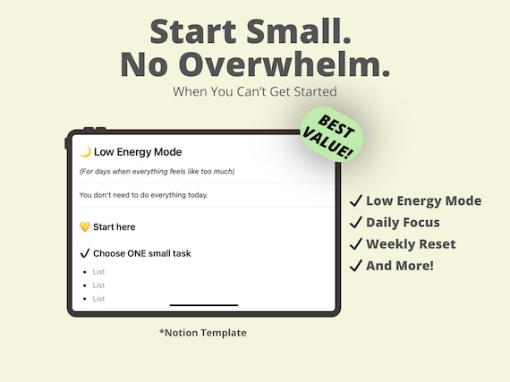 ADHD Notion Planner Bundle | Daily Focus + Weekly Reset System