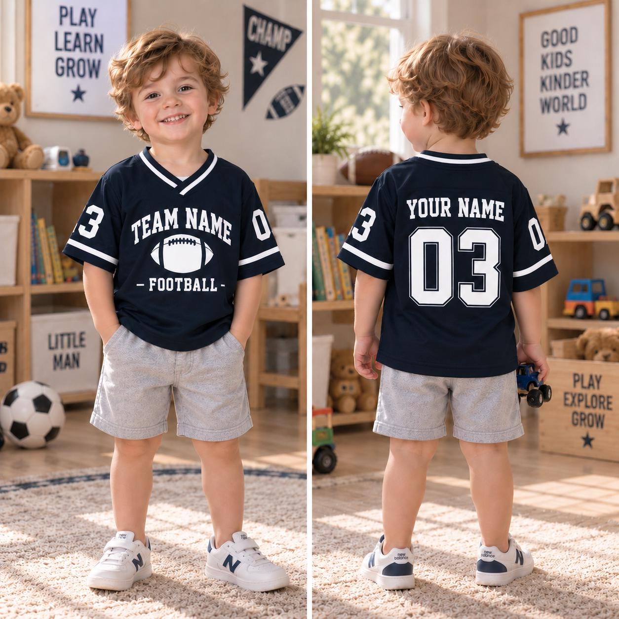 Custom Kids Football Jersey, Personalized Team Name & Number Shirt, Toddler Youth Adult Game Day Jersey, Football Birthday Party Gift