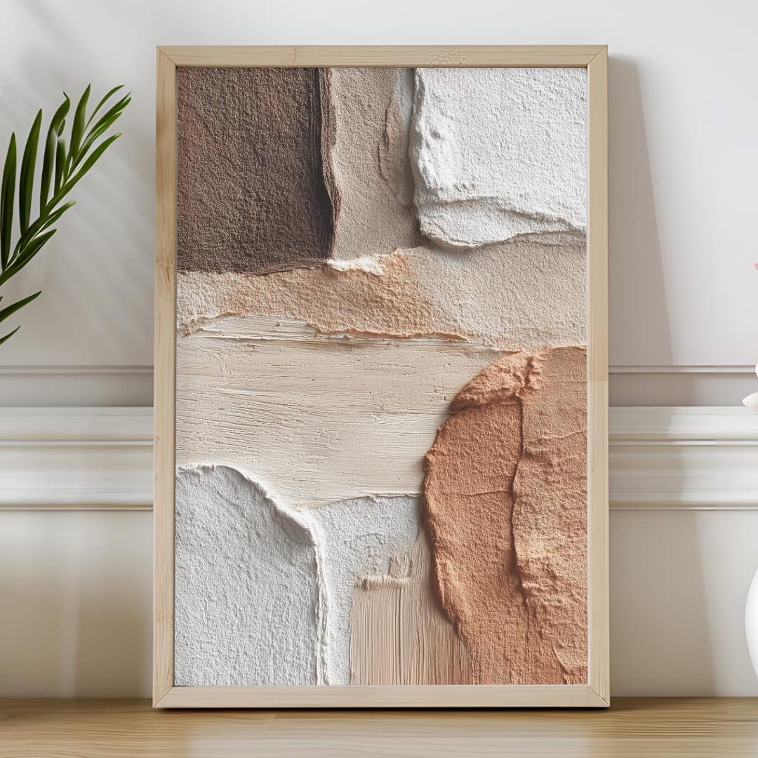 Neutral Textured Wall Art Print, Beige Abstract Plaster Poster ...