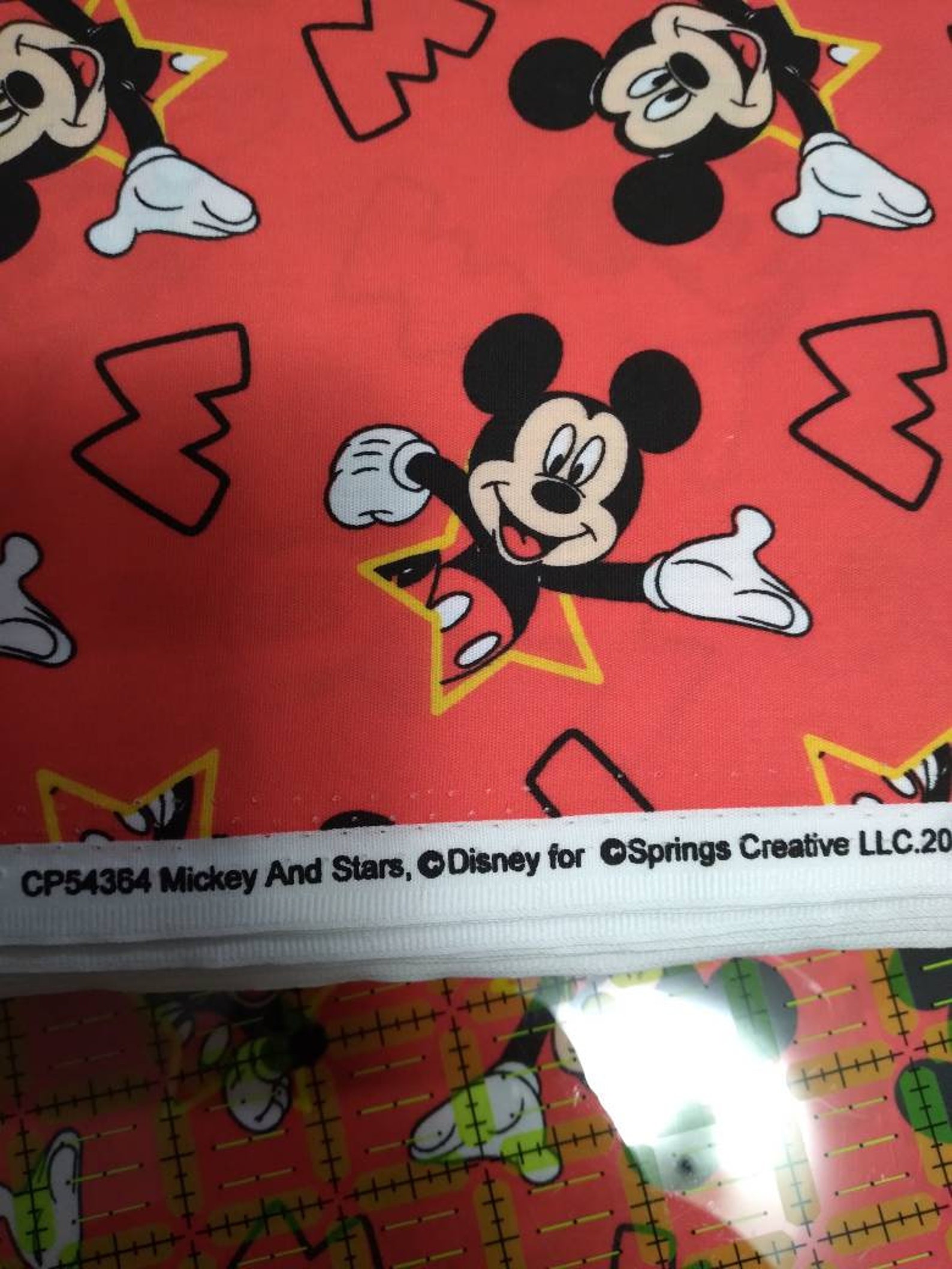 Mickey mouse quilting cotton fabric. Red and black. Sold by Etsy Polska