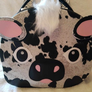 Bolso de mano Hugo, bolso de vaca, idea de regalo con apliques hechos a mano