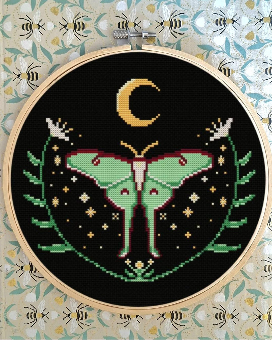 Gothic Luna Moth Cross Stitch Pattern (PDF) Whimsy, Alternative - Etsy