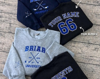 Custom Briar University Embroidered Sweatshirt, Briar U Embroidered Shirt, Off Campus Series Bookish Hoodie, Hockey Romance, Gift for Her