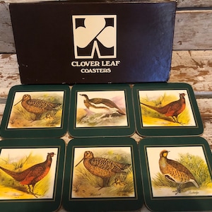 vintage Clover Leaf Coasters Gibier à plumes Coffret