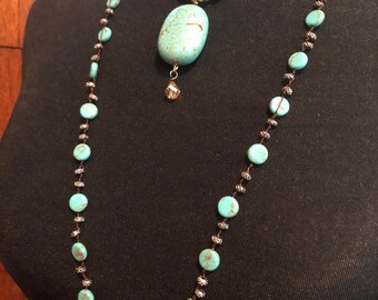 Two Turquoise Color Beaded Necklaces Southwestern