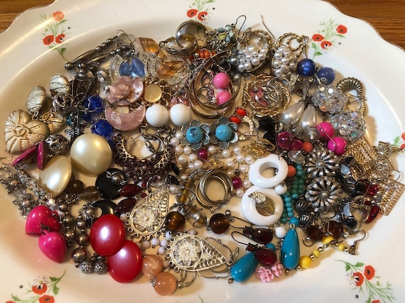68 Pairs Earrings Wear Craft Repurpose Lot - image 7