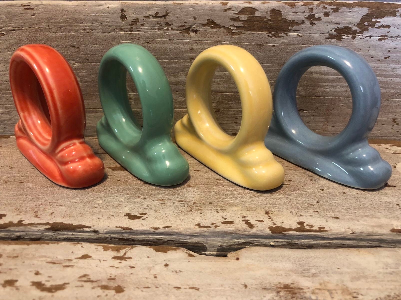 Four Vintage Fiesta Napkin Ring Holders Lot Pretty Colors Etsy