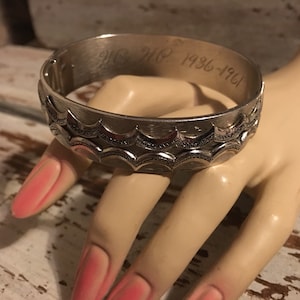 Vintage Whiting Davis Hinged Bracelet Art Deco Antique Silver Tone
