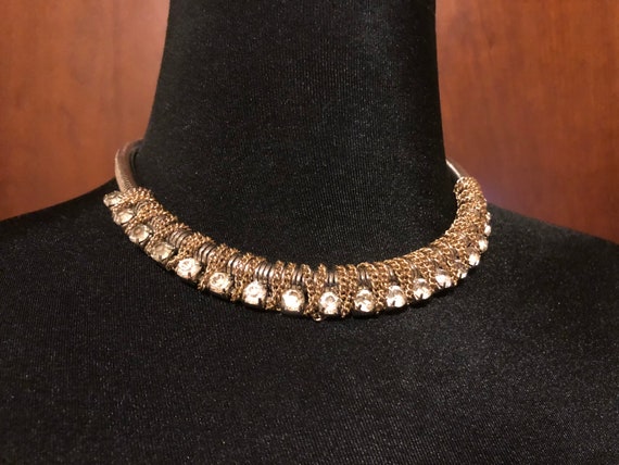 Chunky Snake Chain Choker/Necklace Rhinestones - image 1