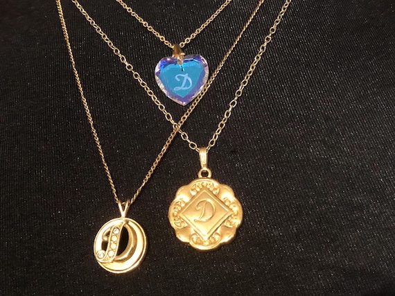 Three Pendant Necklaces Monogram/Initial D Cute L… - image 1
