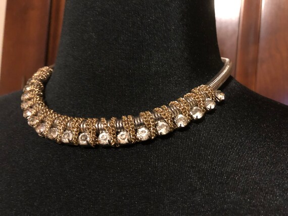 Chunky Snake Chain Choker/Necklace Rhinestones - image 2