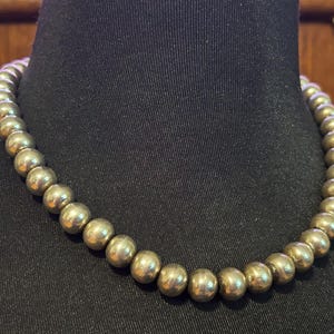 Sterling Chunky Bead Necklace Toggle Clasp 47 Grams