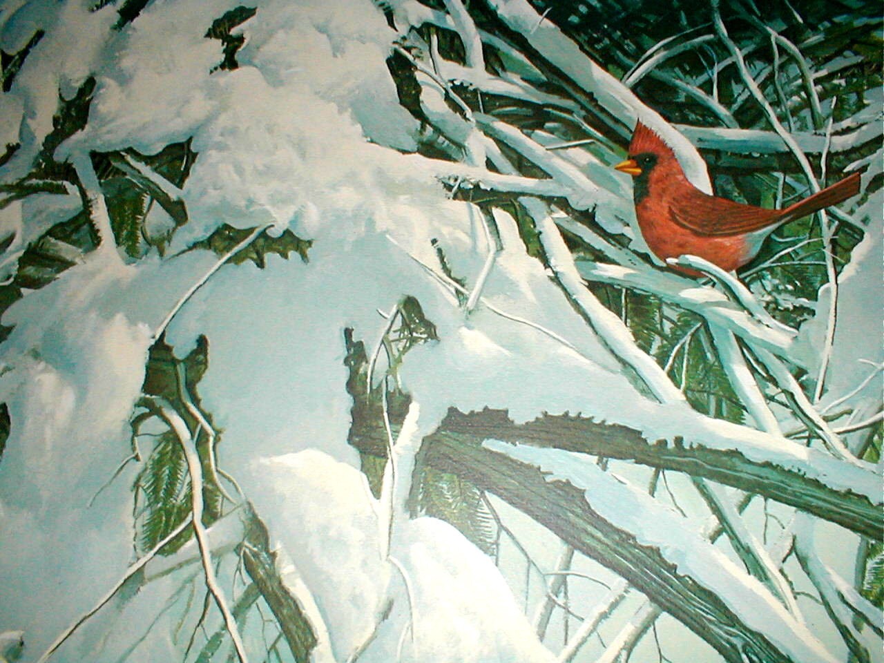 Glenn Robertson Late Snow Print Cardinal Sitting In Snowy Etsy