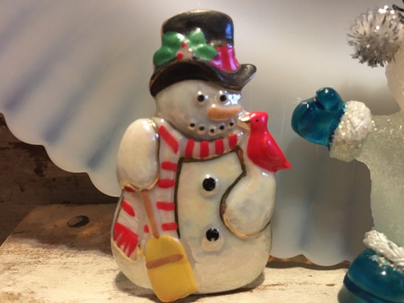 Three Large Whimsical Snowmen Brooches Fun Christ… - image 4