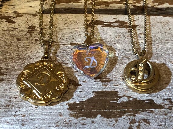 Three Pendant Necklaces Monogram/Initial D Cute L… - image 2
