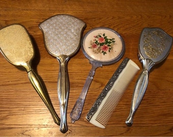 Vintage Hand Mirrors Brushes Combs Mismatched Lot