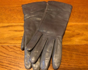 Vintage Aris Gray Leather Gloves Cashmere Lined Size 6 1/2 New With Tag