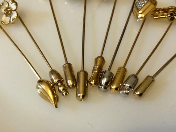 Nine Vintage Stickpins Estate Lot Gold Filled Tri… - image 5