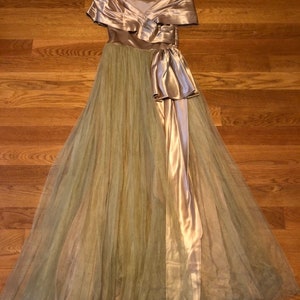 Vintage Saks Fifth Avenue Long Dress W/Headpiece Original Box 1950s Small